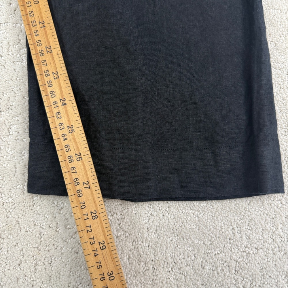 Quince Wide Leg Pants Women 10 Black 100% European Linen Patch Pocket LB88254 - Picture 11 of 15